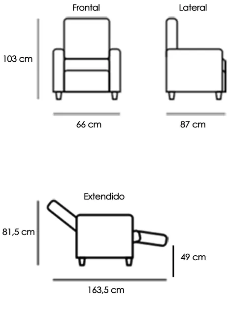 Astan Hogar AH-AR30610, silla reclinable o de relax, tapizada en Tejido premium — imagen 3 de 7