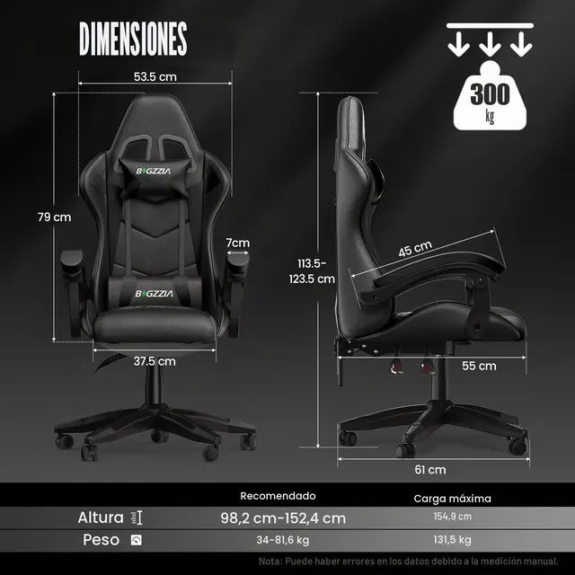 Bigzzia X21F00H, silla gaming, tapizada en Piel sintética (PU) — imagen 3 de 6