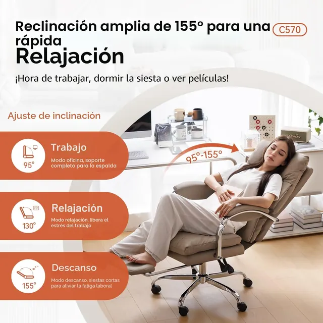 EMIAH C570, silla de oficina ejecutiva, tapizada en Piel sintética (PU) — imagen 4 de 7