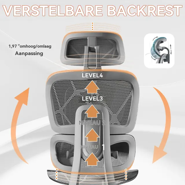 HDHNBA Gris 3D, silla ergonómica, tapizada en Tela transpirable (mesh) — imagen 3 de 7