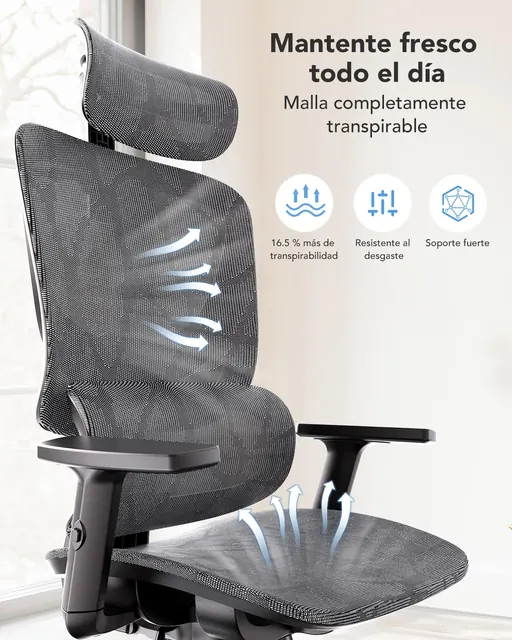 HUANUO HNOC11, silla ergonómica, tapizada en Tela transpirable (mesh) — imagen 5 de 6
