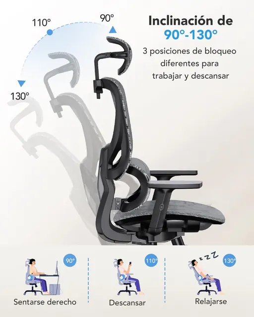 HUANUO HNOC11, silla ergonómica, tapizada en Tela transpirable (mesh) — imagen 6 de 6