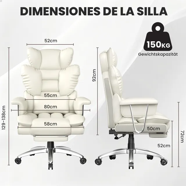 rattantree H04, silla de oficina ejecutiva, tapizada en Piel sintética (PU) — imagen 3 de 7