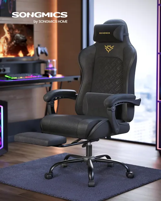 SONGMICS OBG079B01, silla gaming, tapizada en Piel sintética (PU) — imagen 2 de 7
