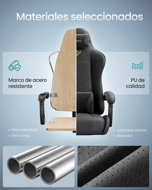 SONGMICS OBG079B01, silla gaming, tapizada en Piel sintética (PU) — imagen 5 de 7