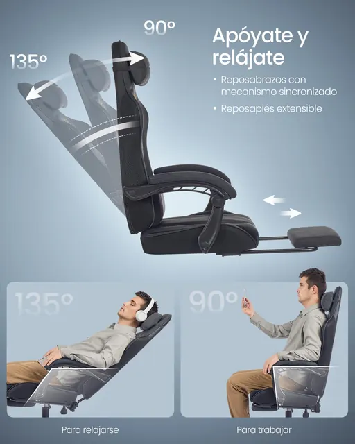 SONGMICS OBG079B01, silla gaming, tapizada en Piel sintética (PU) — imagen 7 de 7