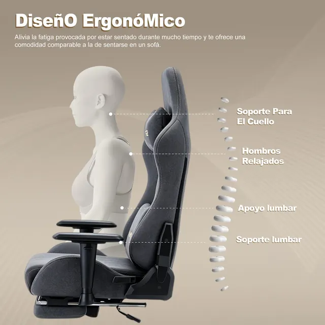 Symino MP-001, silla gaming, tapizada en Piel sintética (PU) — imagen 5 de 6