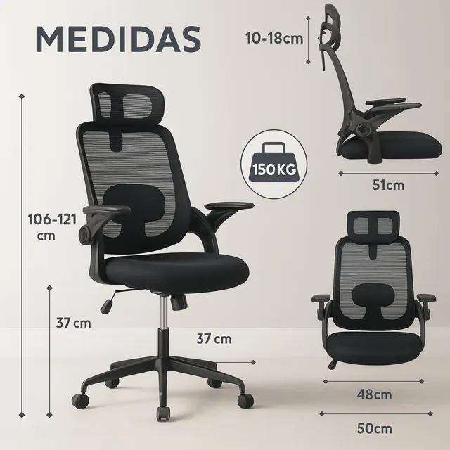 T-LOVENDO TLV-6102, silla ergonómica de T-LOVENDO.ES, tapizada en Tela transpirable (mesh) — imagen 3 de 7