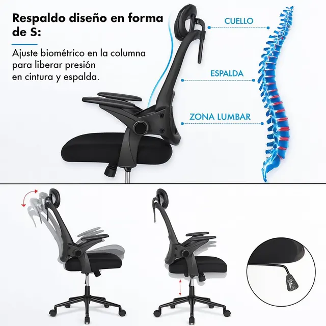 T-LOVENDO TLV-6102, silla ergonómica de T-LOVENDO.ES, tapizada en Tela transpirable (mesh) — imagen 5 de 7