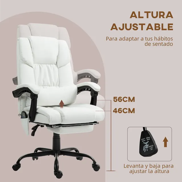 Vinsetto 921-275V90WT, silla reclinable o de relax, tapizada en Piel sintética (PU) — imagen 4 de 7