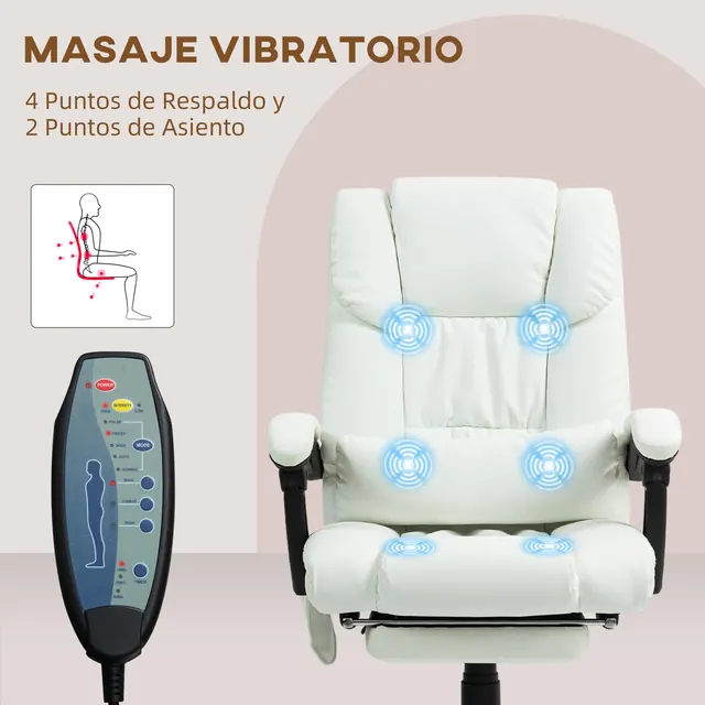Vinsetto 921-275V90WT, silla reclinable o de relax, tapizada en Piel sintética (PU) — imagen 6 de 7