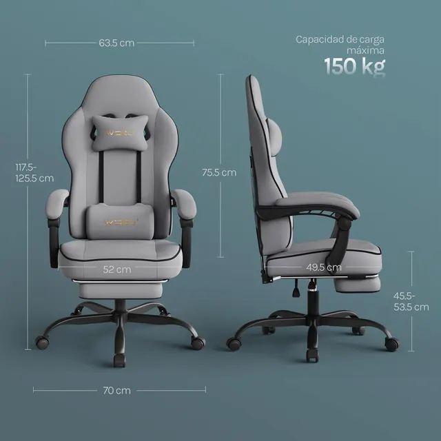 WOLTU Racing GS11, silla gaming, tapizada en Tela transpirable (mesh) — imagen 3 de 6