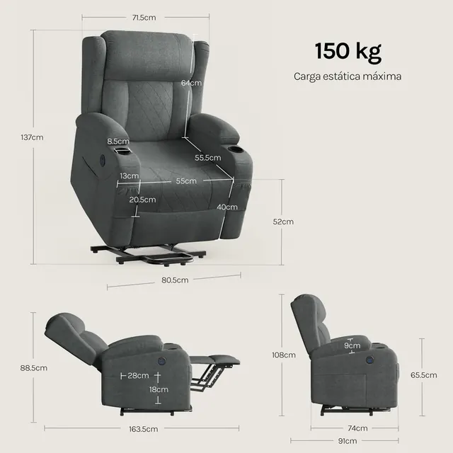 WOLTU W0ATT0627, silla reclinable o de relax, tapizada en Tejido premium — imagen 3 de 7