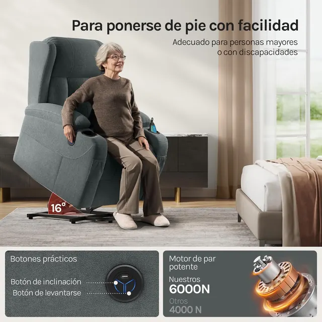 WOLTU W0ATT0627, silla reclinable o de relax, tapizada en Tejido premium — imagen 4 de 7
