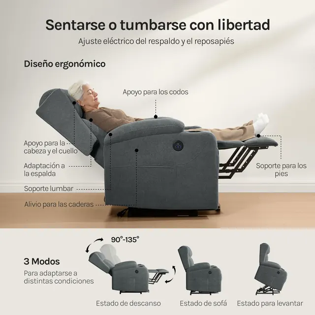 WOLTU W0ATT0627, silla reclinable o de relax, tapizada en Tejido premium — imagen 5 de 7