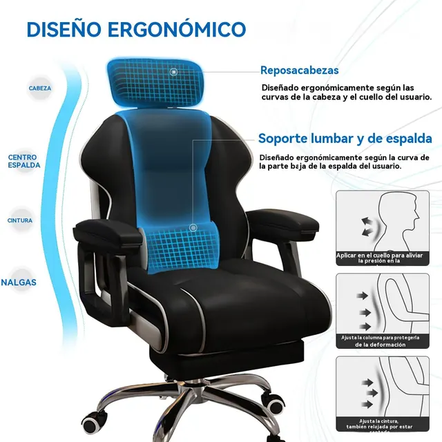 XUEGW Ejecutiva XL, silla de oficina ejecutiva, tapizada en Piel sintética (PU) — imagen 3 de 7